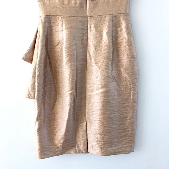 Ellen Tracy Shimmering Gold Draped Front Scoop Neck Tank Party Dress - Picture 12 of 17